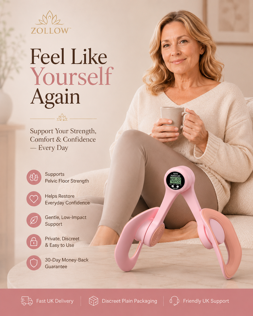 Zollow™ Pelvic Floor Trainer — Gentle Daily Pelvic Floor Support